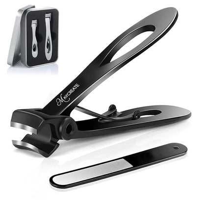 MAYCREATE® Nail Cutter for Men Toe Nail Cutter for Thick Nails Cutting Clipper Trimmer Women Wide-Opening Sharp Jaws Stainless Steel Large Clippers Set with File