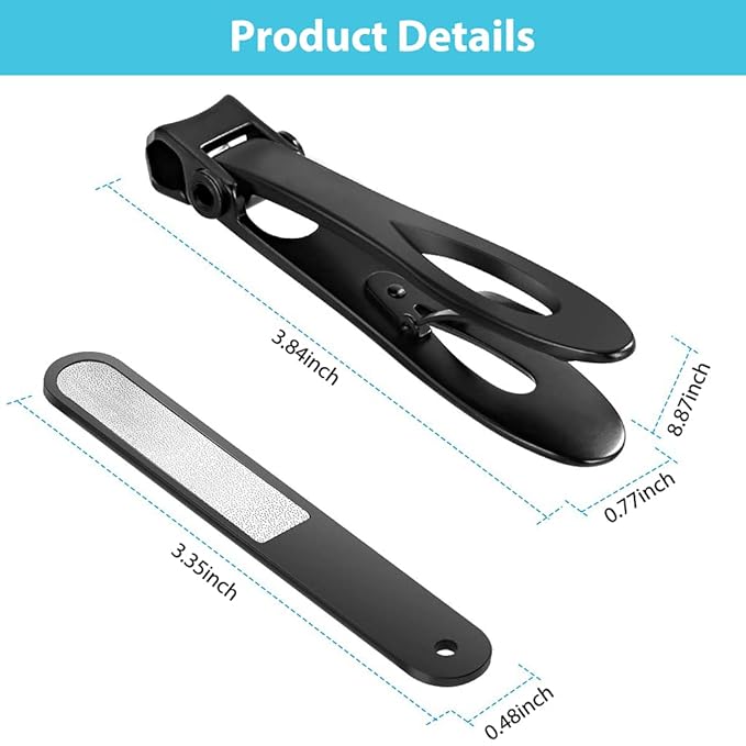MAYCREATE® Nail Cutter for Men Toe Nail Cutter for Thick Nails Cutting Clipper Trimmer Women Wide-Opening Sharp Jaws Stainless Steel Large Clippers Set with File