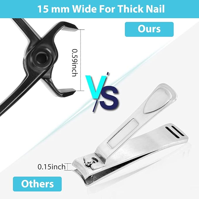 MAYCREATE® Nail Cutter for Men Toe Nail Cutter for Thick Nails Cutting Clipper Trimmer Women Wide-Opening Sharp Jaws Stainless Steel Large Clippers Set with File